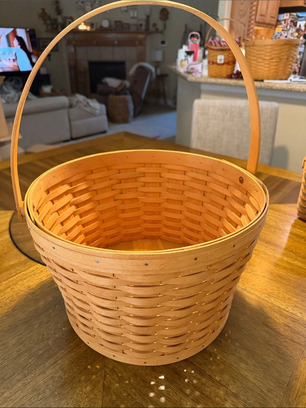 Longaberger Natural Tan Woven Basket with Handle